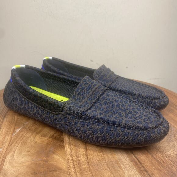 Rothys The Driver Chocolate Spot Womens Brown Animal Print Size 9 Loafers Flats - Picture 1 of 10